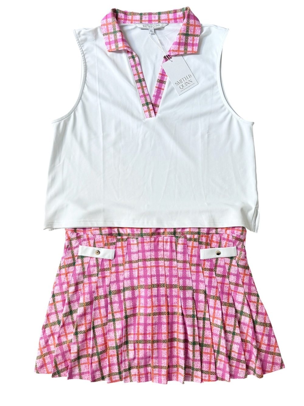 NWT Smith & Quinn 2 pc Skort Set Dylan Top Gwen Skort Pomegranate Plaid Size XL
